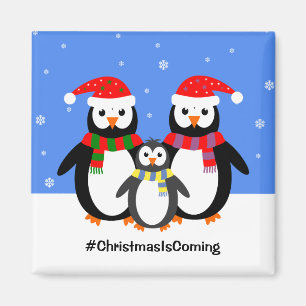 Imán Familia de pingüinos tus navidades de texto