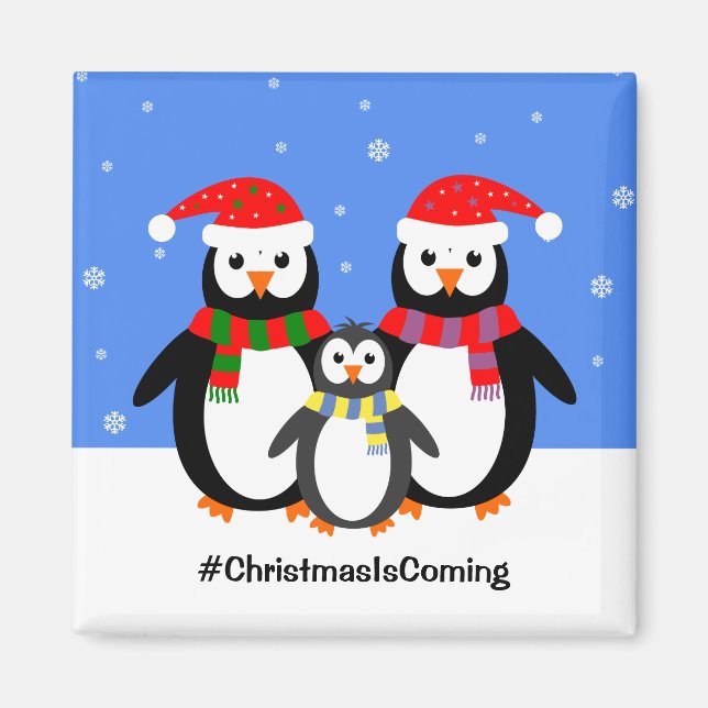 Imán Familia de pingüinos tus navidades de texto (Frente)