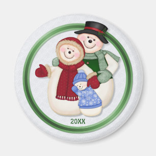 Imán Familia de Snowman escarcha - Azul