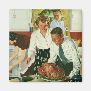 Imán Familia del vintage que cocina la cocina de la