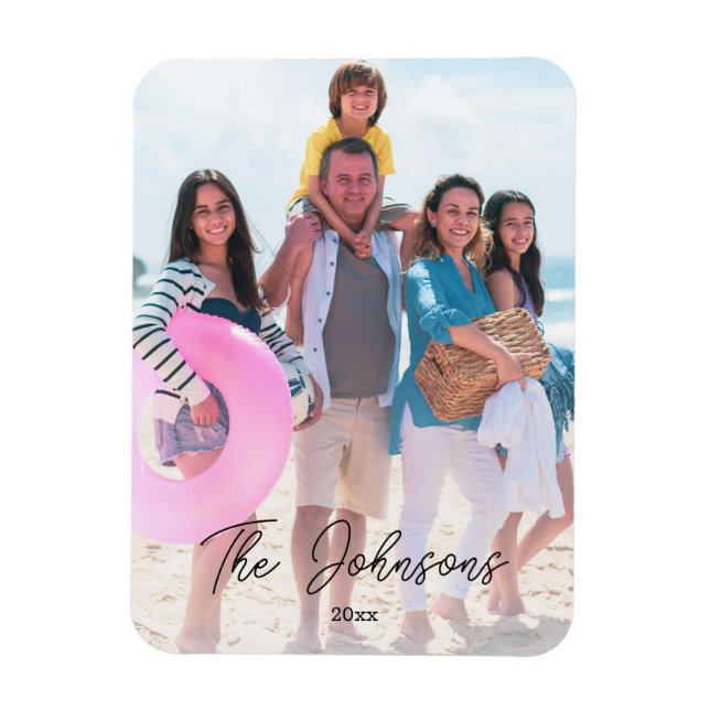 Imán Familia Día Moderno Nombre Fotográfico Personaliza (Vertical)