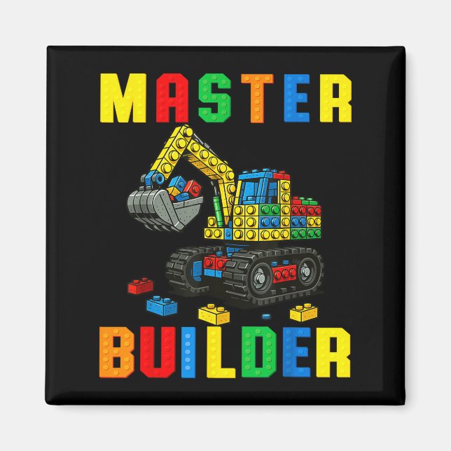 Imán Familia Divertida Maestro Constructor Bloques De C (Frente)