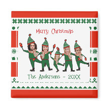 Familia Elf divertida de cinco Navidades verdes de