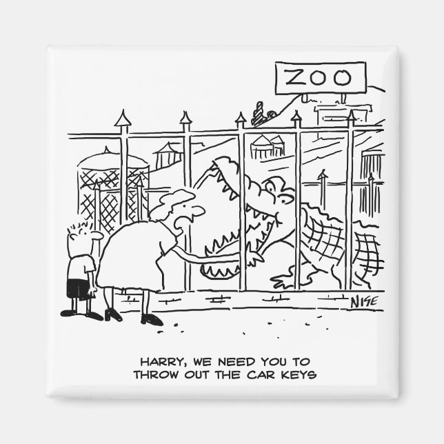 Imán Familia en el Zoológico. Papá tragado por el lagar (Frente)