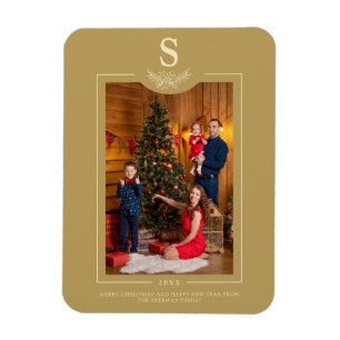 Imán Familia fotográfica monogramada Golden Merry Chris