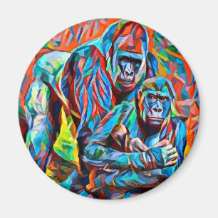 Imán Familia Gorilla Ape Resumen Animales Arte de vida 