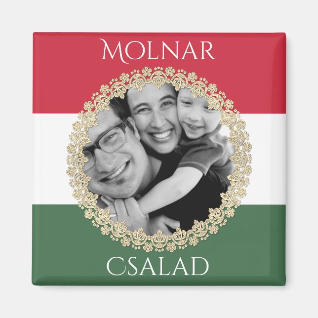 Imán Familia Húngara con foto y nombre (Frente)