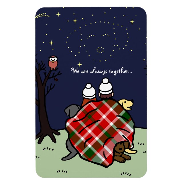 Imán Familia Labrador personalizada y el cielo (Vertical)