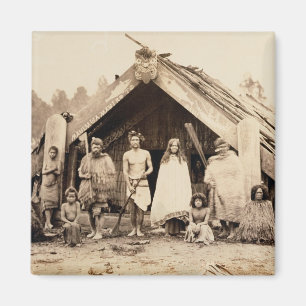Imán Familia maorí, Nueva Zelanda, c.1880s (impresión