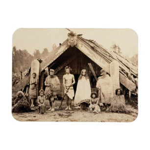 Imán Familia maorí, Nueva Zelanda, c.1880s (impresión