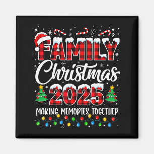 Imán Familia Navidad 2025 Equipo Combinado Santa Rojo C
