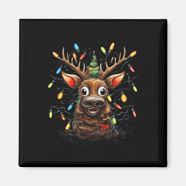 Imán Familia navideña Feliz Árbol de Navidad enciende a (Frente)