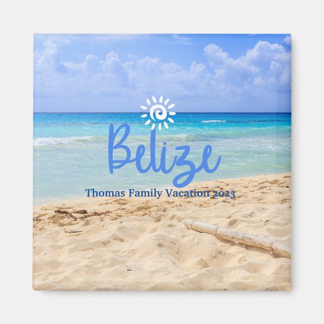 Imán Familia personalizado Belice Navidades de vacacion (Frente)