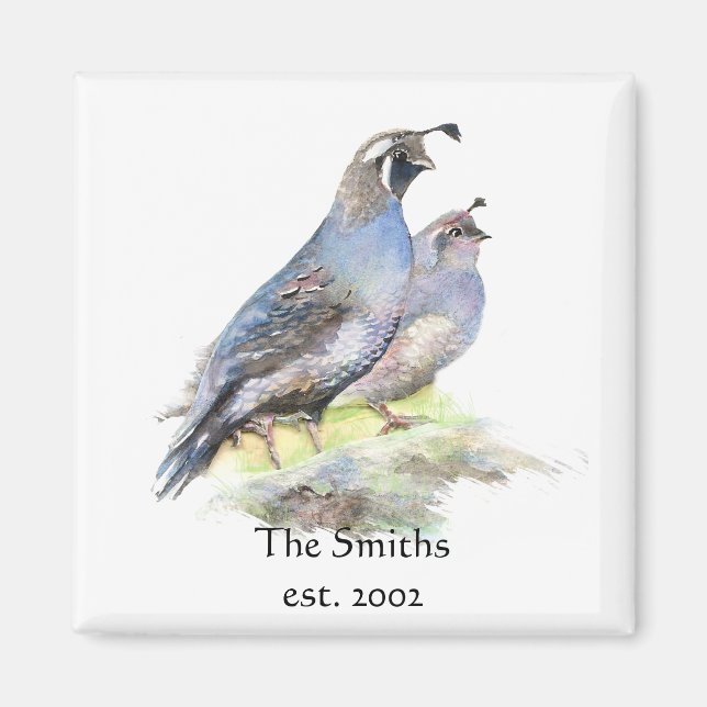 Imán Familia personalizado Monograma California Quail B (Frente)