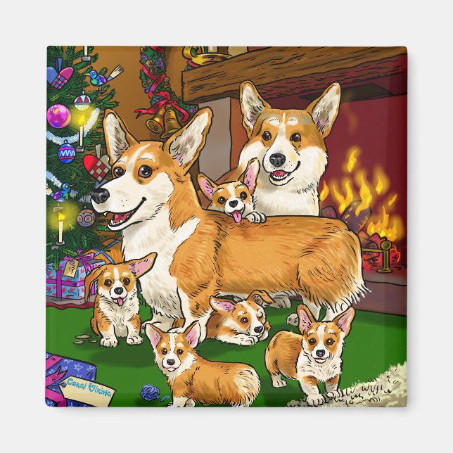 Imán Familia por el árbol de Navidad (Frente)