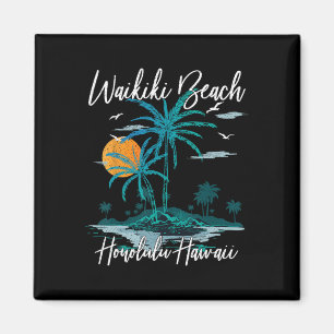 Imán Familia Retro Sunset Honolulu Hawaii Waiki
