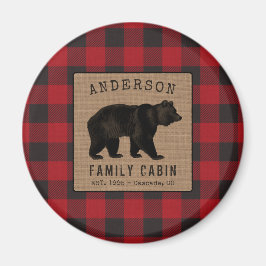 Imán Familia Rustic Bear Cabina Red Buffalo Plaid Burla