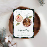Imán Familia Rustic Plaid Navidades 2 fotos Mascotas Ta<br><div class="desc">Nuestro encantador Personalizado Plaid Christmas Greetings Magnet con fotos de tu mascota es una manera deliciosa de difundir la alegría de las vacaciones y dejar una impresión duradera en tus amigos y familia. Esta bonita tarjeta de diseño está decorada con un fondo rústico escocés y el reverso, evocando la calidez...</div>