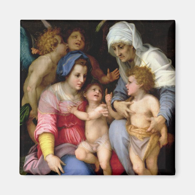 Imán Familia Santa con ángeles, c.1515-16 (aceite en el (Frente)