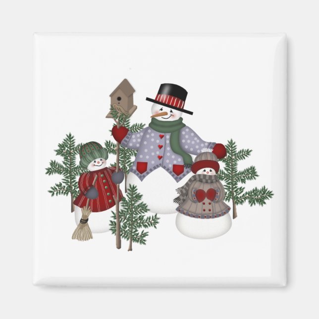 Imán Familia Snowman (Frente)