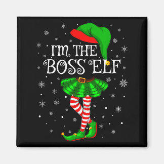 Imán Family Matching Women Girls I'm The Boss Elf Chris