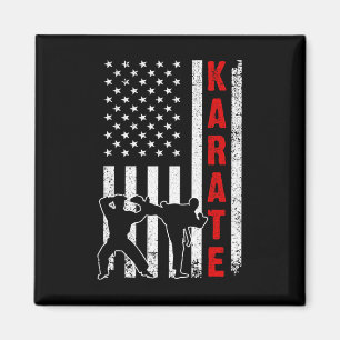 Imán Famoso arte de karate con bandera estadounidense p