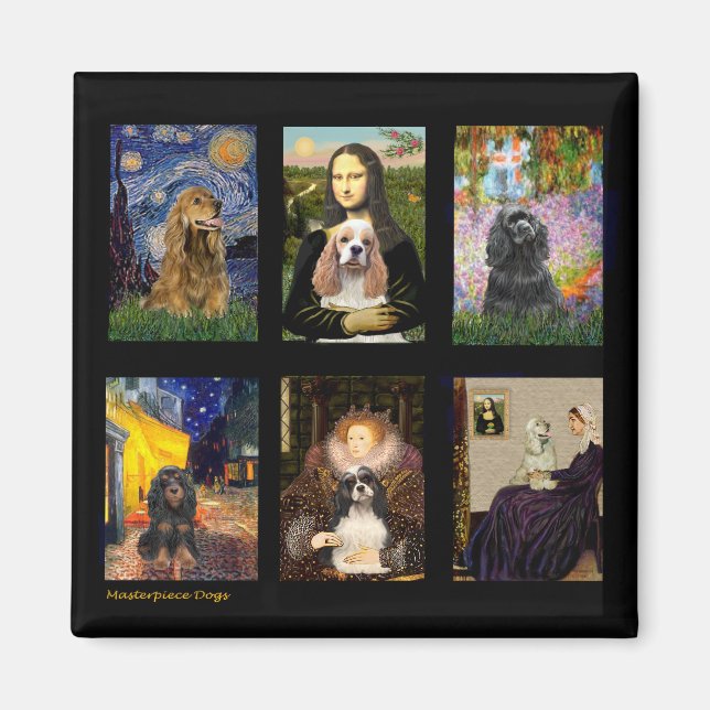 Imán Famoso Compuesto de Cocker Spaniel de Arte (Frente)