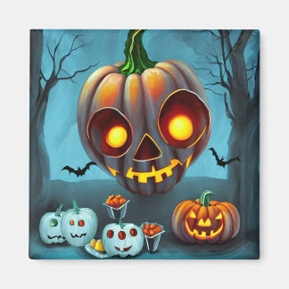 Imán Famoso Halloween Art 2: Monstruos de calabaza