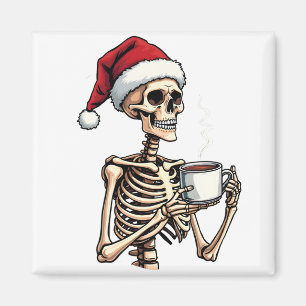 Imán Famoso Halloween bebiendo café Navidades Santa