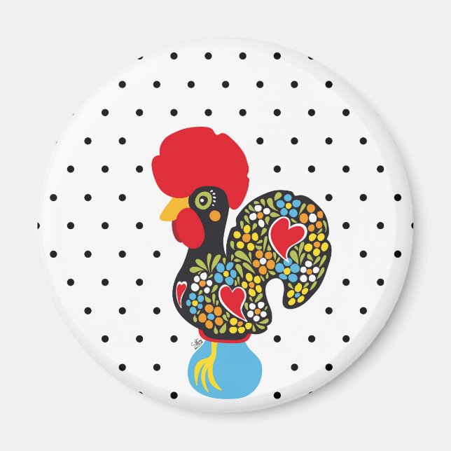 Imán Famoso Rooster de Barcelos Nr 06 - Puntos Polka (Frente)