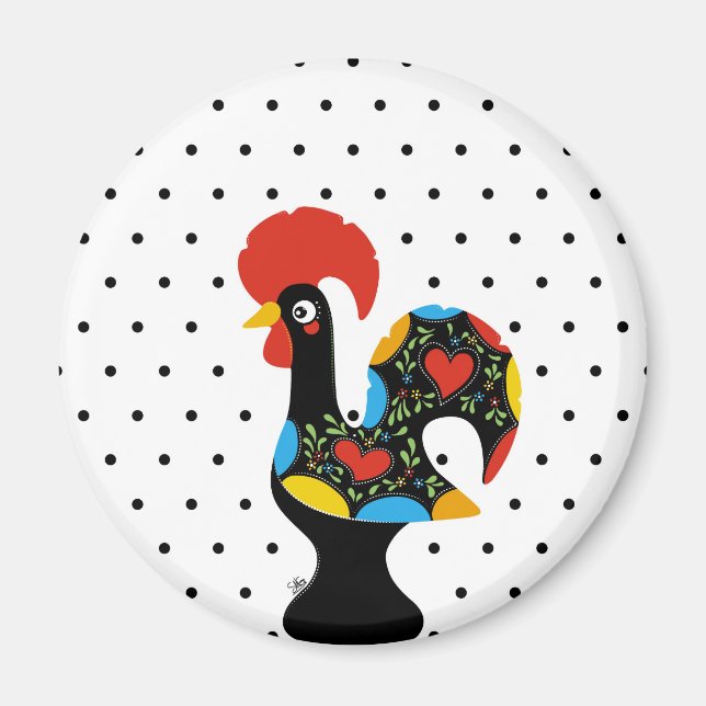 Imán Famoso Rooster de Barcelos Nr 09 - Puntos Polka (Frente)