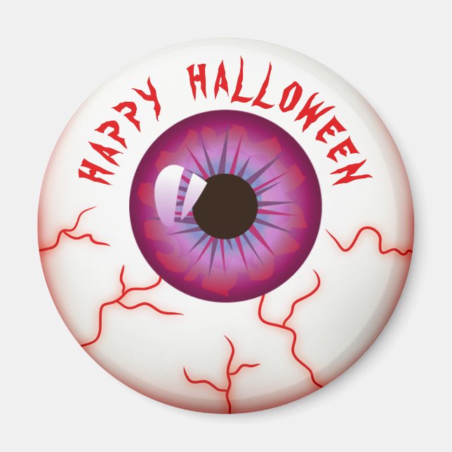 Imán Famoso tiro de sangre Eyeball Happy Halloween (Frente)