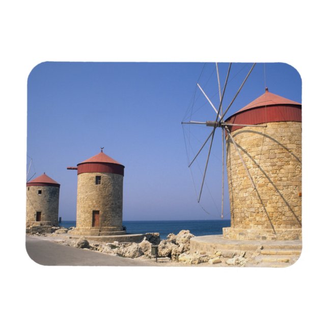 Imán Famosos molinos de viento de la Grecia de Rodas (Horizontal)