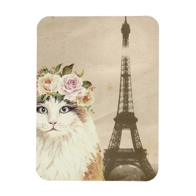 Imán Fancy Cat & Eiffel Tower (Vertical)