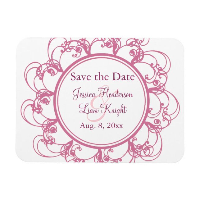 Imán Fancy Floral Save the Date Magnet (Horizontal)