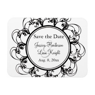 Imán Fancy Floral Save the Date Magnet (negro/blanco)