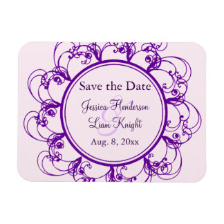 Imán Fancy Floral Save the Date Magnet (púrpura)