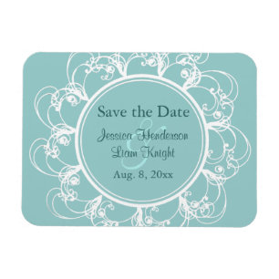 Imán Fancy Floral Save the Date Magnet (turquesa)