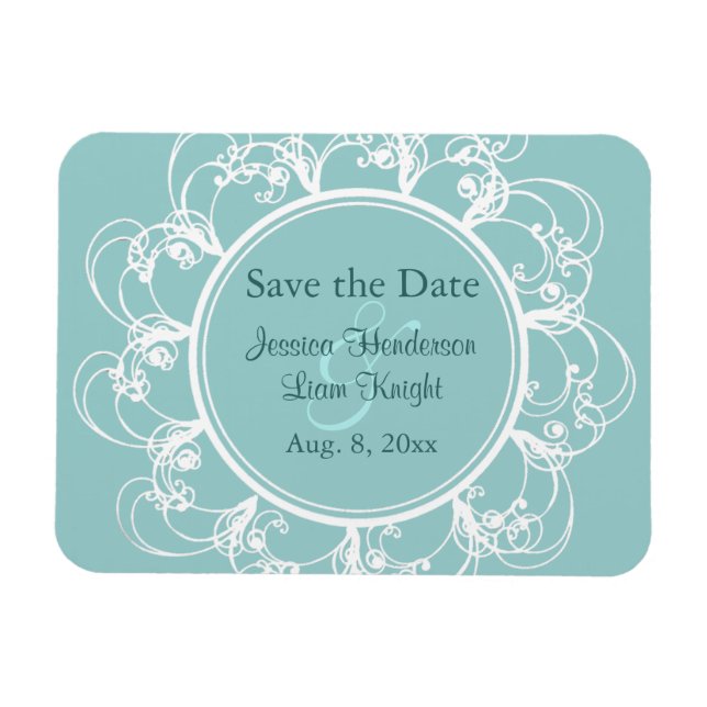 Imán Fancy Floral Save the Date Magnet (turquesa) (Horizontal)
