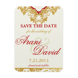 Imán Fancy Florece Golden Save the Date Magnets
