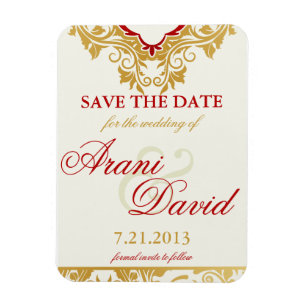Imán Fancy Florece Golden Save the Date Magnets