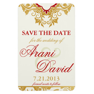 Imán Fancy Florece Golden Save the Date Magnets