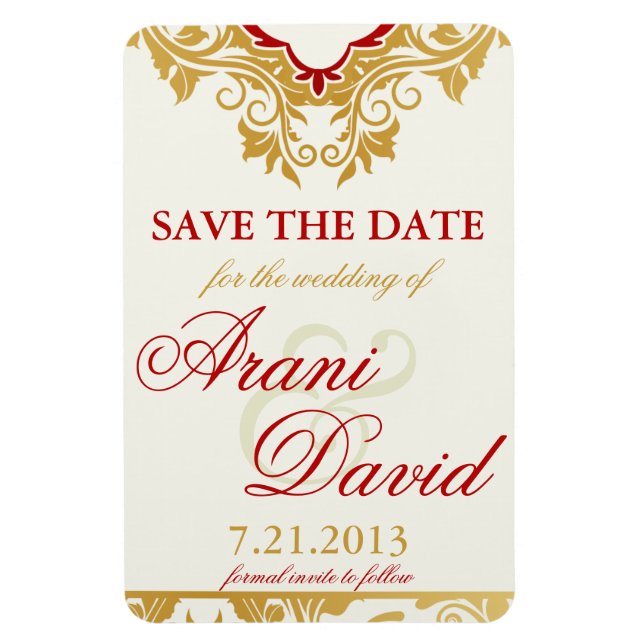 Imán Fancy Florece Golden Save the Date Magnets (Vertical)