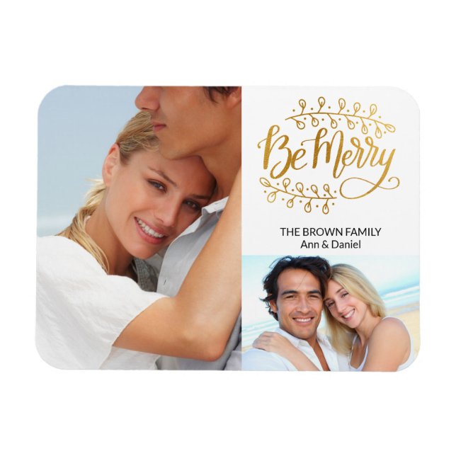 Imán Fancy Gold Be Merry 2 Collage de fotos Festín (Horizontal)