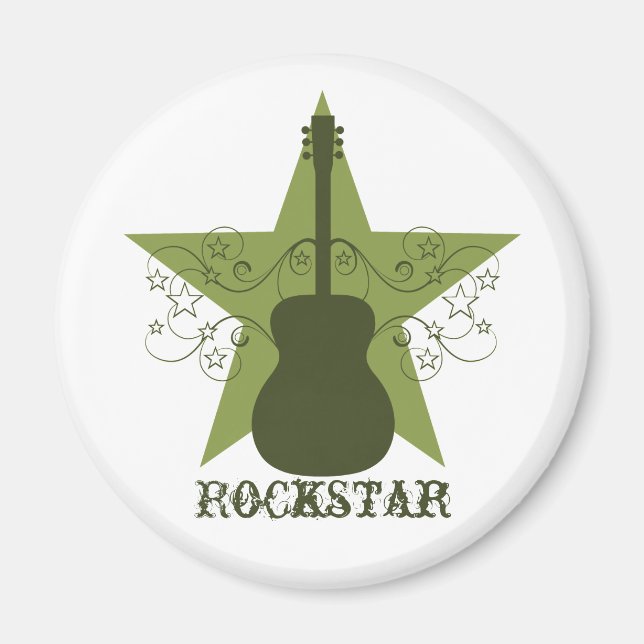 Imán Fancy Guitar Star Swirls Magnet, Green (Frente)
