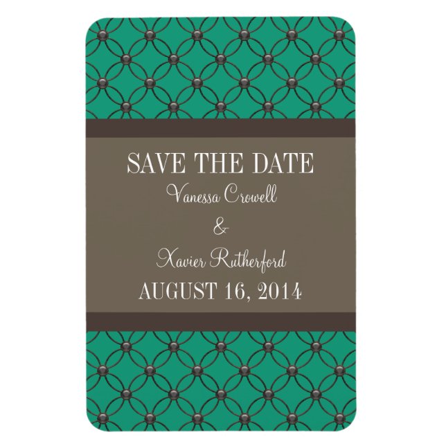 Imán Fancy Lattice Save the Date Magnet, Emerald (Vertical)