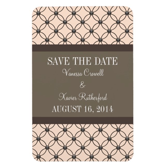 Imán Fancy Lattice Save the Date Magnet, Linen (Vertical)