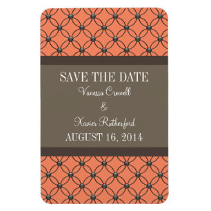 Imán Fancy Lattice Save the Date Magnet, Naranja