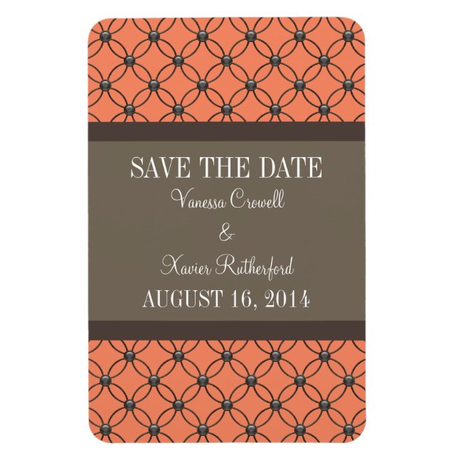 Imán Fancy Lattice Save the Date Magnet, Naranja (Vertical)