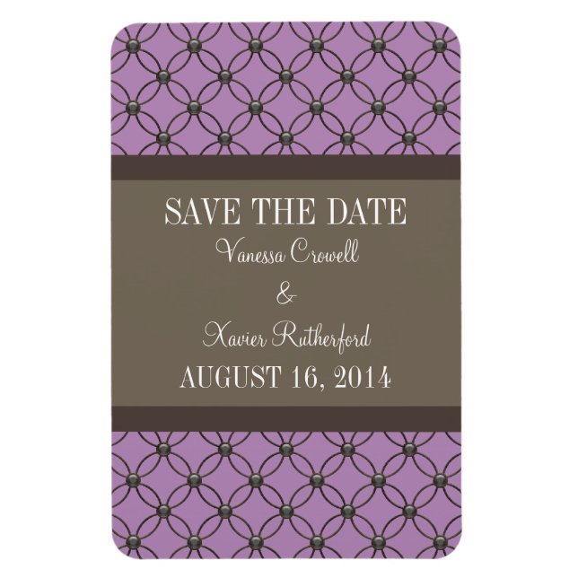 Imán Fancy Lattice Save the Date Magnet, Violet (Vertical)